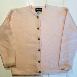 Sag Harbor Petite 100% Wool Cardigan, Light Pink, Size S